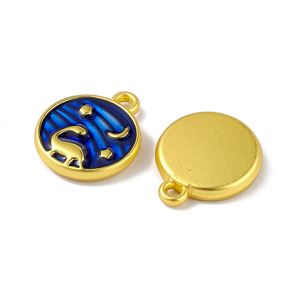 

PandaHall Alloy Enamel Pendants, Flat Round with Dinosaur Charm, Golden, Marine Blue, 15.5x13x3mm, Hole: 1mm Alloy+Enamel Flat Round