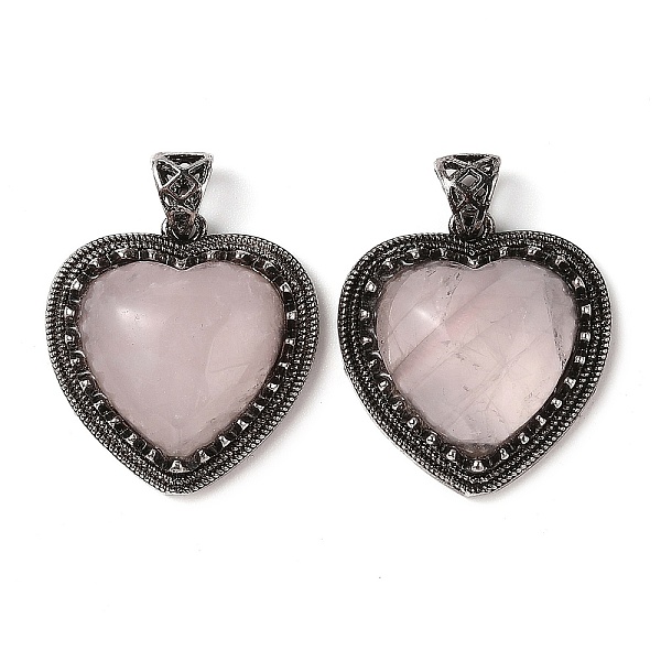 

PandaHall Natural Rose Quartz Pendants, Heart Charms, with Rack Plating Antique Silver Tone Brass Findings, Cadmium Free & Lead Free...