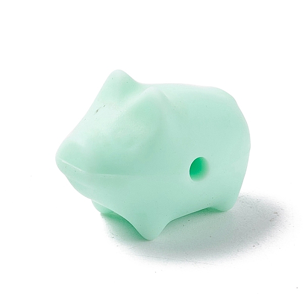 

PandaHall Silicone Focal Beads, Baby Chewing Beads For Teethers, Pig, Aquamarine, 15x20.5x12mm, Hole: 2mm Silicone Pig Green