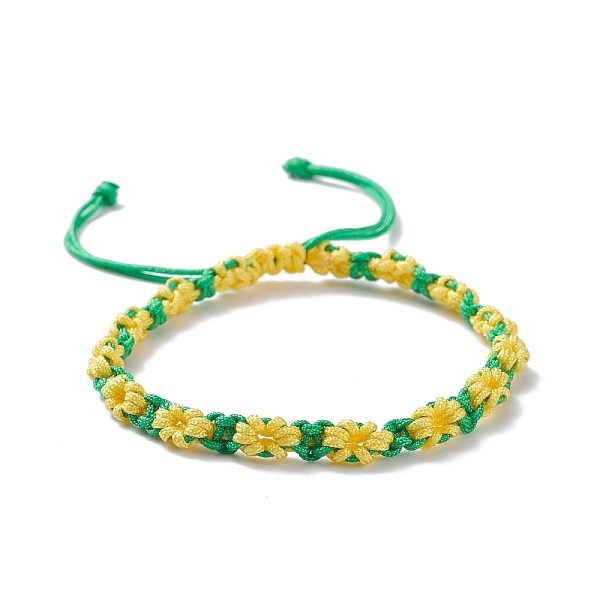 

PandaHall Peach Blossom Pattern Braided Bracelet, Lucky Nylon Adjustable Bracelet for Women, Yellow Green, Inner Diameter: 1-7/8~3-3/8 inch...