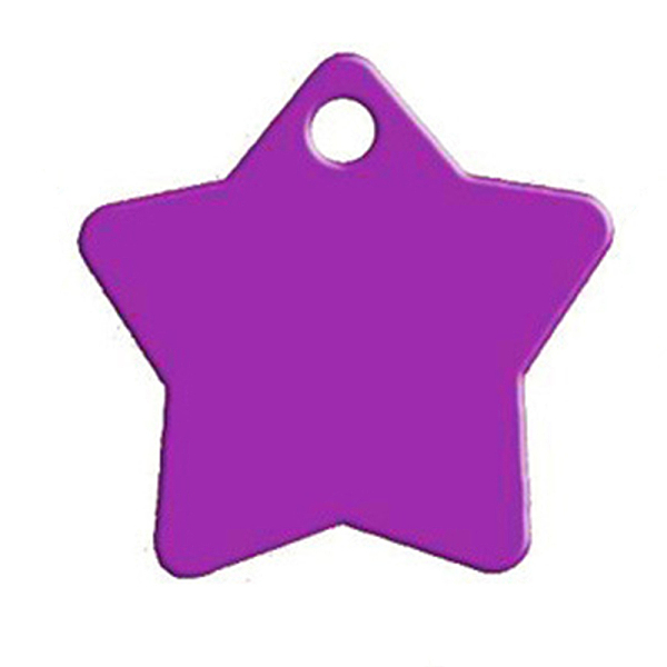 PandaHall Aluminium Pendants, Pet Tag, Stamping Blank Tag, Star, Purple, 35x36x1mm, Hole: 4mm Aluminum Star Purple