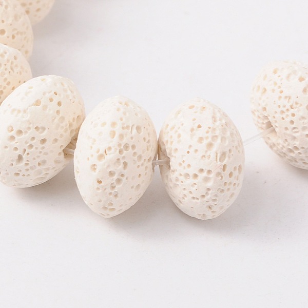 

PandaHall Natural Lava Rock Beads Strands, Dyed, Rondelle, White, 15x10mm, Hole: 2mm, about 40pcs/strand, 15.5 inch Lava Rock Rondelle White