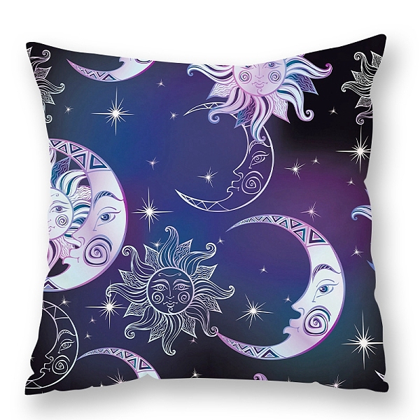 

PandaHall Sun Moon Star Pattern Velvet Throw Pillow Covers, Cushion Cover, for Couch Sofa Bed Wiccan Lovers, Square, Dark Slate Blue...