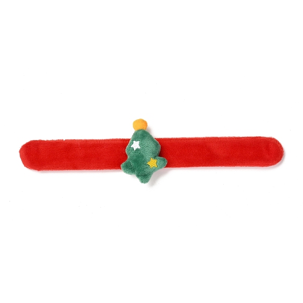 PandaHall Christmas Slap Bracelets, Snap Bracelets for Kids and Adults Christmas Party, Christmas Tree, Green, 24.5x2.5x0.2cm Alloy...