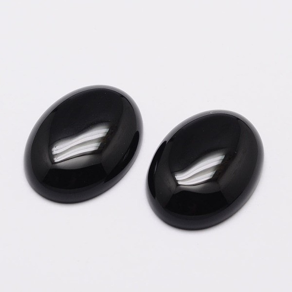 

PandaHall Oval Natural Black Agate Cabochons, 18x13x6mm Black Agate Oval Black