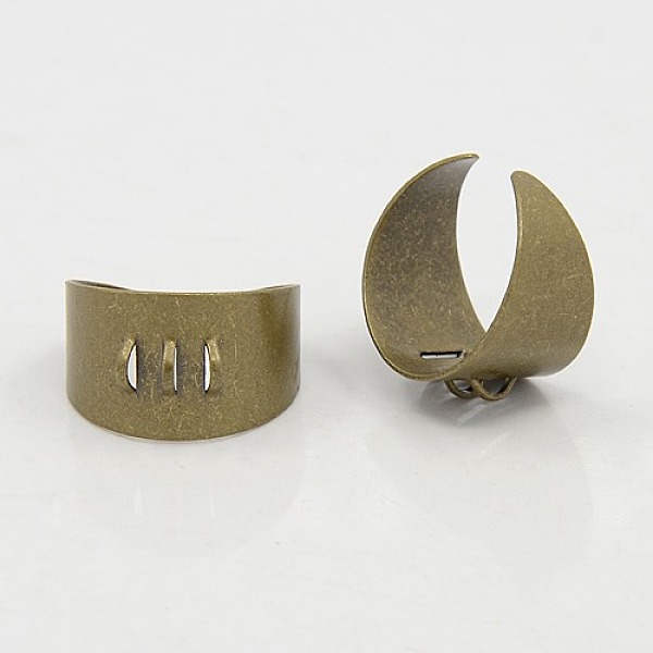 

PandaHall Brass Ring Shanks, Adjustable, Antique Bronze, 17mm Brass