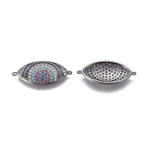 

PandaHall Brass Micro Pave Cubic Zirconia Links connectors, Eye, Colorful, Gunmetal, 13x29x3mm, Hole: 1.2mm Brass+Cubic Zirconia Eye