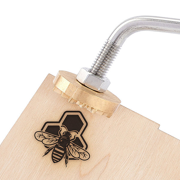 PandaHall CREATPLANET Wood Leather Cake Branding Iron 4 cm Bend Branding Iron Stamp Custom Logo Heat BBQ Bakery Stamp with Brass Head and...