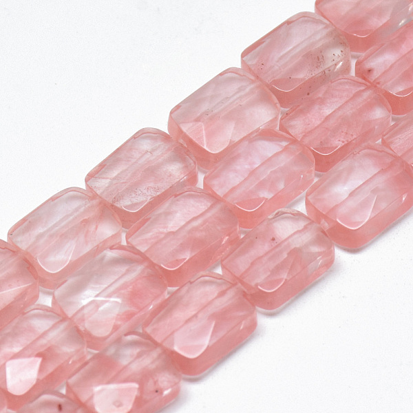 

PandaHall Cherry Quartz Glass Bead Strands, Faceted, Rectangle, 11x8x5mm, Hole: 1mm, about 18pcs/strand, 7.8 inch Cherry Quartz Glass...