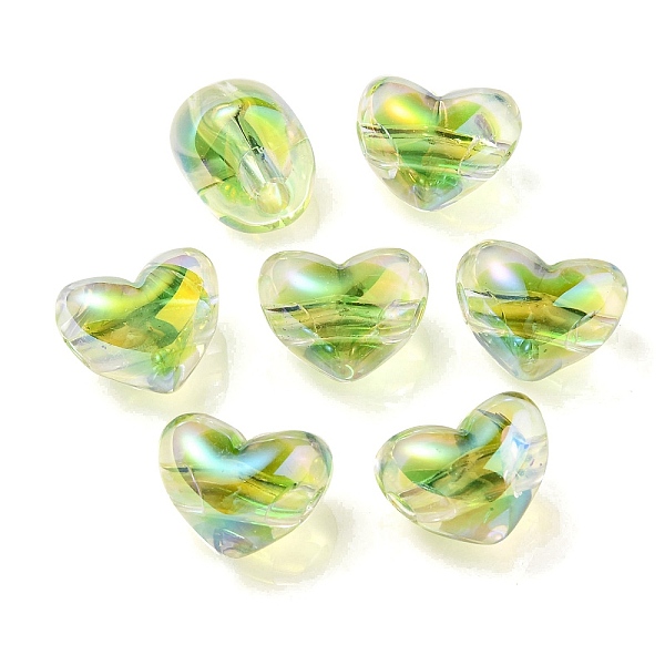 

PandaHall Two Tone UV Plating Transparent Acrylic European Beads, Large Hole Beads, Heart, Lawn Green, 14.5x18.5x14mm, Hole: 4mm Acrylic...