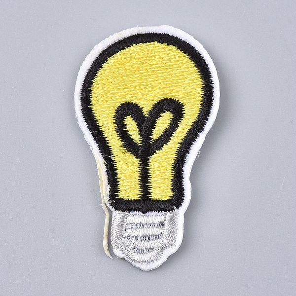 PandaHall Computerized Embroidery Cloth Iron on/Sew on Patches, Costume Accessories, Light Bulb, Yellow, 47x27x1.5mm Cloth Furniture &...