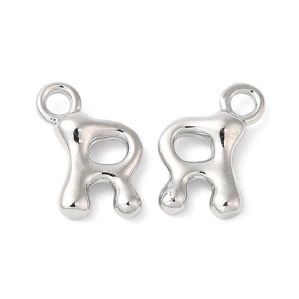 

PandaHall Brass Charms, Real Platinum Plated, Letter R, 14x10x3mm, hole: 2.5mm Brass Letter R