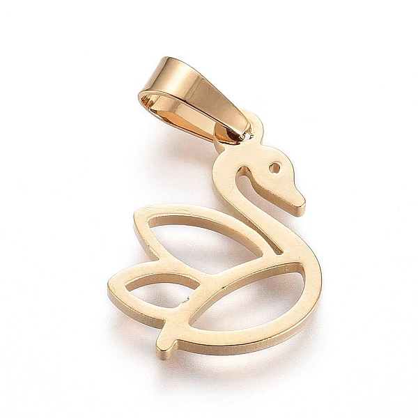 

PandaHall 304 Stainless Steel Pendants, Swan, Golden, 17x12.2x1.3mm, Hole: 6x3mm 304 Stainless Steel Other Animal