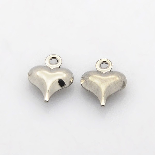 

PandaHall 304 Stainless Steel Puffed Heart Charms, Stainless Steel Color, 10x8x3mm, Hole: 1mm 304 Stainless Steel Heart