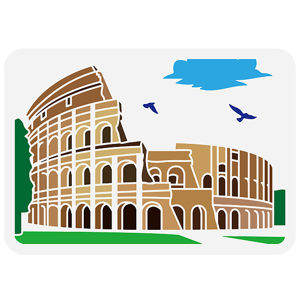 

PandaHall FINGERINSPIRE Roman Colosseum Stencil 21x29.7cm Italy Landmark Roman Colosseum Pattern Painting Template DIY Craft Roman...