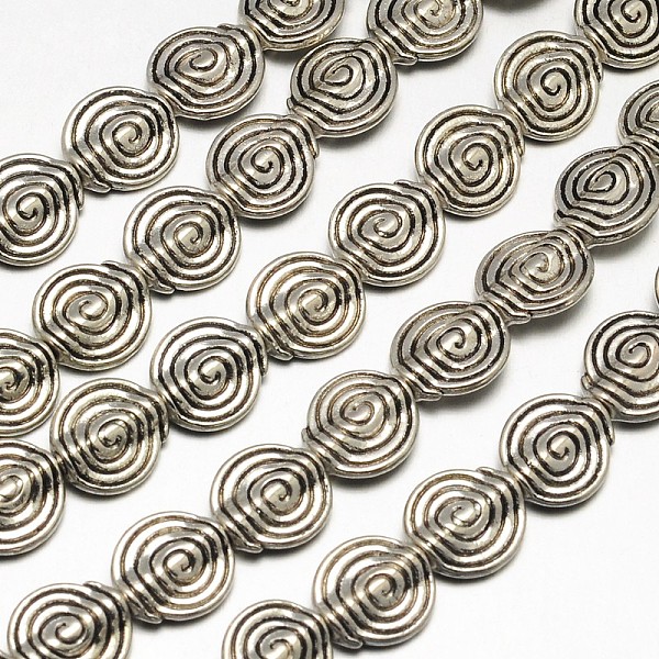 

PandaHall Tibetan Style Flat Round/Vortex Alloy Bead Strands, Lead Free & Cadmium Free & Nickel Free, Antique Silver, 11.5x4mm, Hole: 1.5mm...