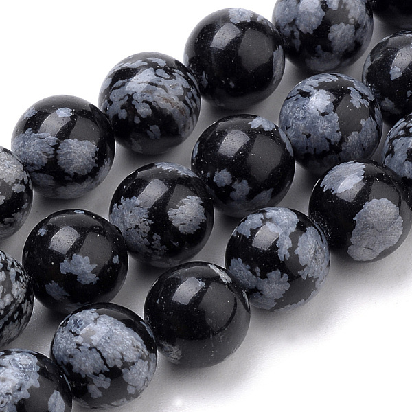 Chapelets De Perles De Flocon De Neige En Obsidienne Naturelle