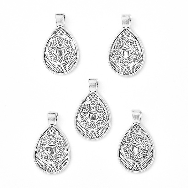 

PandaHall Alloy Pendant Cabochon Settings, Teardrop, Antique Silver, Tray: 18x25mm, 36x21mm Alloy Teardrop