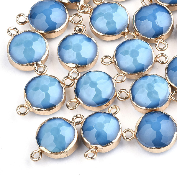 

PandaHall Electroplate Glass Links connectors, with Iron Findings, Faceted, Flat Round, Golden, Sky Blue, 22x14x8mm, Hole: 1.5mm Glass Flat...