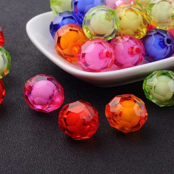 

PandaHall Transparent Acrylic Beads, Bead in Bead, Faceted, Round, Mixed Color, 20x18mm, Hole: 3mm, about 130pcs/500g Acrylic Round..., Multicolor