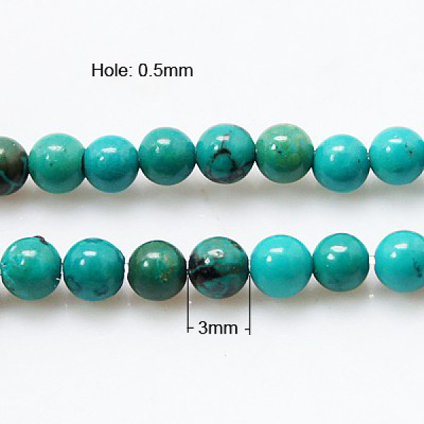 

PandaHall Gemstone Beads Strands, Round, Natural Magnesite, Dyed, Dark Turquoise, 3mm, Hole: 0.5mm Magnesite Round Cyan