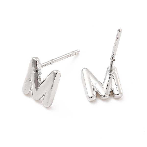 

PandaHall Brass Hollow Out Initial Letter Stud Earrings for Women, Platinum, Lead Free & Cadmium Free, Letter.M, 7x6.5x1.5mm, Pin: 0.8mm...