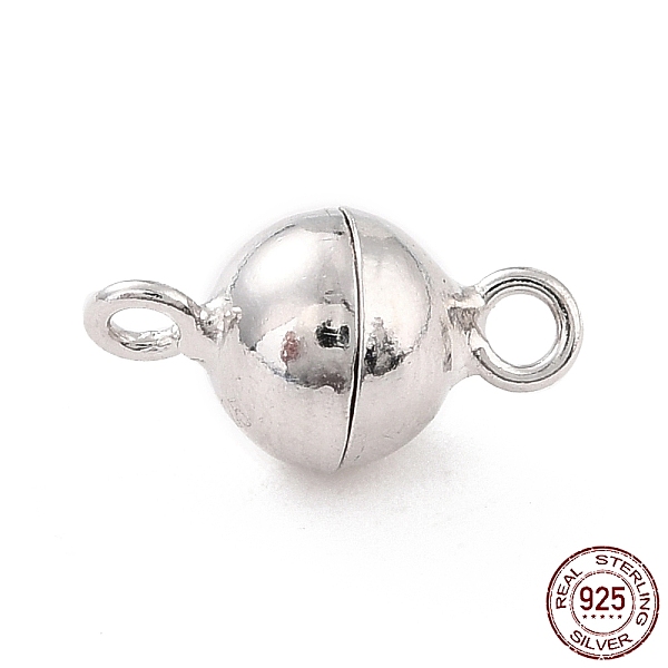 

PandaHall Rhodium Plated 925 Sterling Silver Magnetic Clasps, Round, Platinum, 12x7x7x7mm, Hole: 1.5mm Sterling Silver Round
