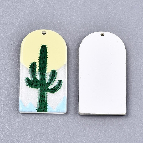 

PandaHall Acrylic Pendants, 3D Printed, Half Oval with Cactus, Colorful, 39.5x21x2.5mm, Hole: 1.6mm Acrylic Others