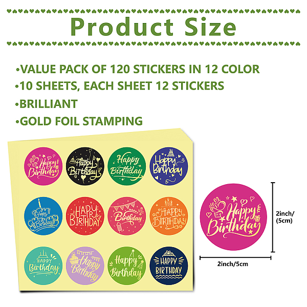 

PandaHall Paper Self Adhesive Gold Foil Embossed Stickers, Colorful Round Dot Decals for Seal Decoration, DIY ScrapbookScrapbook, Birthday...