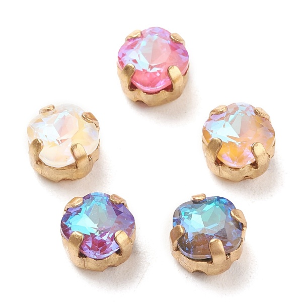 

PandaHall Sew on Rhinestone, Mocha Fluorescent Style, Glass Rhinestone, with Golden Tone Brass Prong Settings, Garments Accessories..., Multicolor