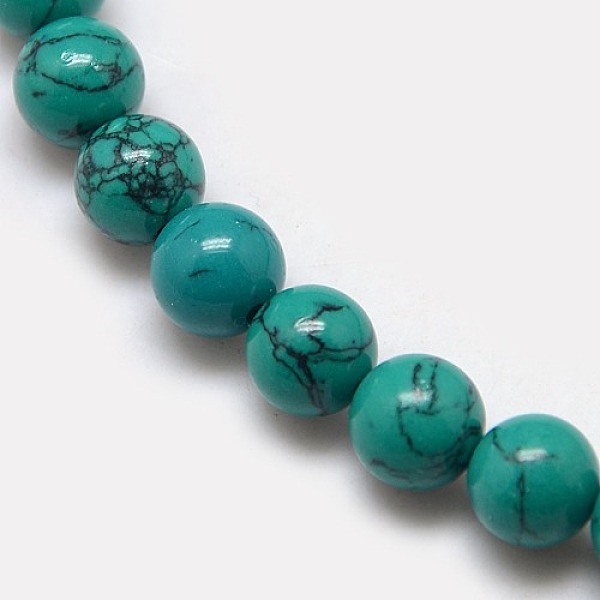 

PandaHall Synthetic Turquoise Beads Strands, Dyed, Round, Teal, 8mm, Hole: 1mm, about 48pcs/strand, 15.7 inch Synthetic Turquoise Round Cyan