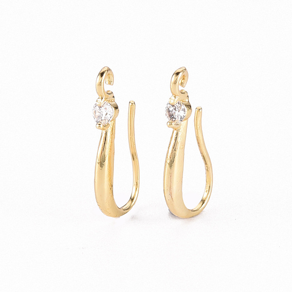 

PandaHall Brass Micro Pave Clear Cubic Zirconia Earring Hooks, with Horizontal Loop, Real 18K Gold Plated, 17.5x3mm, Hole: 1.2mm, 18 Gauge...