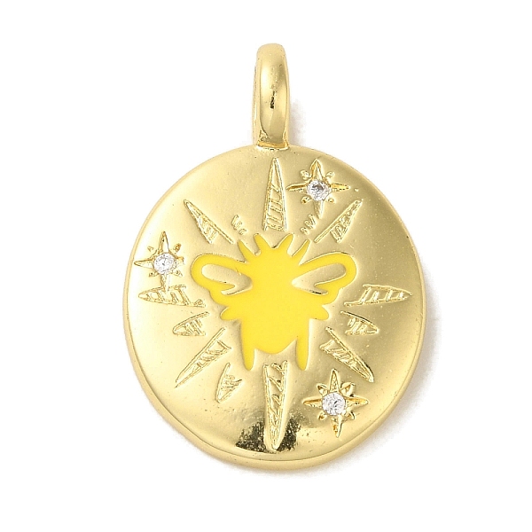 

PandaHall Brass Micro Pave Cubic Zirconia Pendants, with Enamel, Real 18K Gold Plated, Oval, Butterfly, 25x17x6mm, Hole: 3.8mm Brass+Cubic..., Yellow