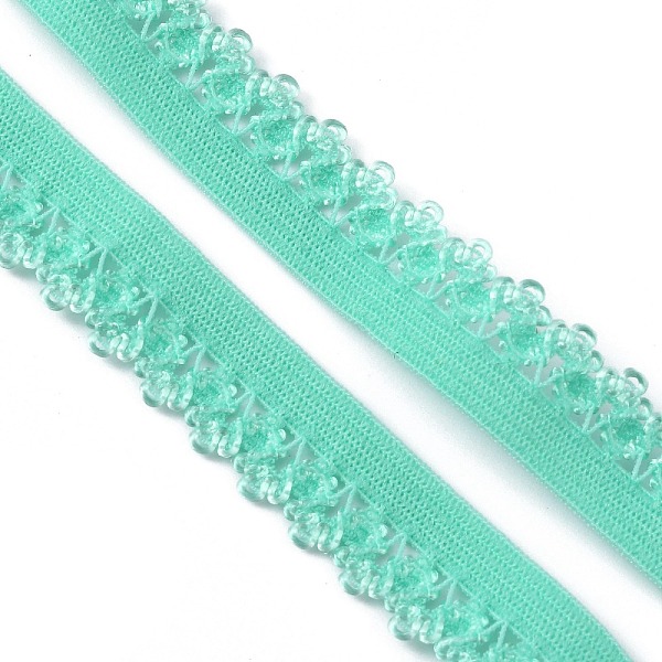 

PandaHall Polyester Elastic Cords with Single Edge Trimming, Flat, Medium Aquamarine, 13mm Elastic Fibre Flat Green