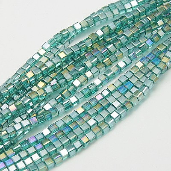 

PandaHall Electroplate Glass Beads Strands, AB Color Plated, Faceted, Cube, Turquoise, 7~8x7~8x7~8mm, Hole: 1.5mm, about 97~100pcs/strand..., Green