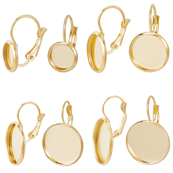

PandaHall Beebeecraft 304 Stainless Steel Hoop Earring Findings, Flat Round Earring Settings, Real 18K Gold Plated, 20 Gauge, Tray: 8~20mm...