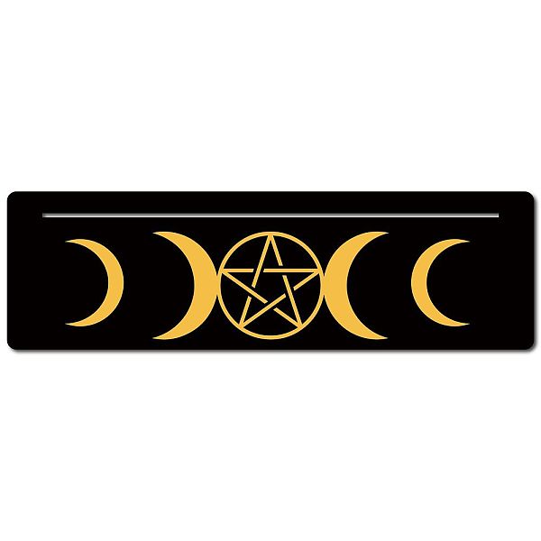 

PandaHall GORGECRAFT 10 x 3 Inch Wooden Tarot Card Stand Black Rectangle Shaped Tarot Card Moon and Pentagram Pattern Altar Display Holder...