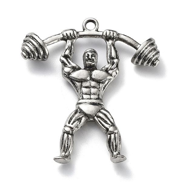 

PandaHall Tibetan style Alloy Pendants, Lead Free & Cadmium Free, Man, Antique Silver, 43.5x38x7mm, Hole: 2.5mm Alloy Human