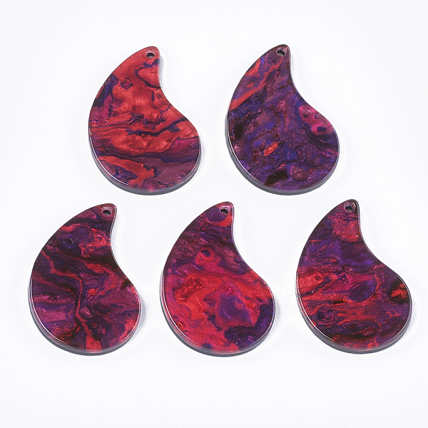 

PandaHall Cellulose Acetate(Resin) Pendants, teardrop, Medium Violet Red, 27.5x18x2.5mm, Hole: 1.2mm Cellulose Acetate Teardrop Red