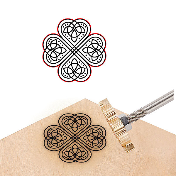 

PandaHall Stamping Embossing Soldering Brass with Stamp, for Cake/Wood, Clover Pattern, 40mm Brass Clover