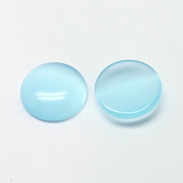 

PandaHall Cat Eye Cabochons, Half Round, Pale Turquoise, 18x3mm Glass Half Round Cyan