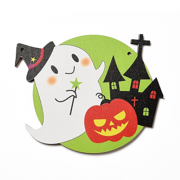 

PandaHall Single Face Printed Wood Big Pendants, Halloween Charms, Ghost, 155x147x4mm, Hole: 4mm Wood Ghost