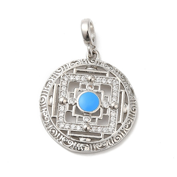 

PandaHall Rack Plating Brass Cubic Zirconia with Enaml Pendants, Lead Free & Cadmium FreeLong-Lasting Plated, Round, Platinum, 22x20x3mm..., Clear