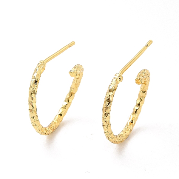 

PandaHall Brass Faceted C-shape Stud Earrings, Half Hoop Earrings for Women, Cadmium Free & Lead Free, Ring, Real 18K Gold Plated, 15x1.5mm...