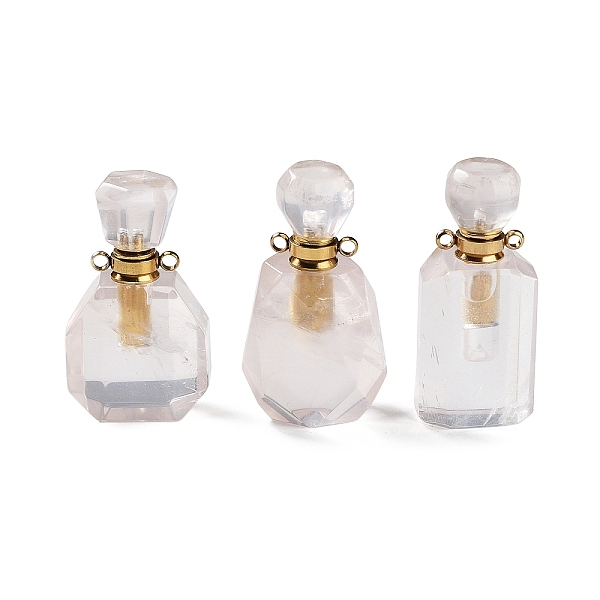 

PandaHall Natural Rose Quartz Faceted Perfume Bottle Pendants, with Golden Tone Stainless Steel Findings, Essentail Oil Diffuser Charms, for...