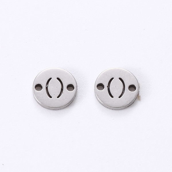 

PandaHall 201 Stainless Steel Links, Laser Cut, Flat Round with Letter, Letter.O, 6x6x1mm, Hole: 0.8mm 201 Stainless Steel Flat Round