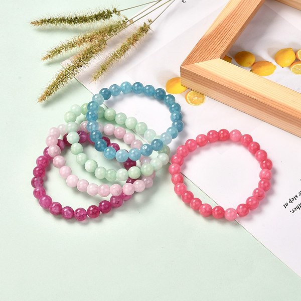 

PandaHall Natural Chalcedony Stretch Bracelet for Women Men Gift, Mixed Color, Inner Diameter: 2-1/8 inch(5.5cm), Beads: 8mm Chalcedony..., Multicolor