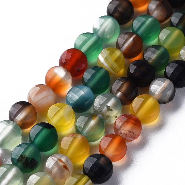 

PandaHall Natural Agate Beads Strands, Dyed & Heated, Faceted, Flat Round, Colorful, 6x4mm, Hole: 1mm, about 62pcs/strand, 14.76 inch...