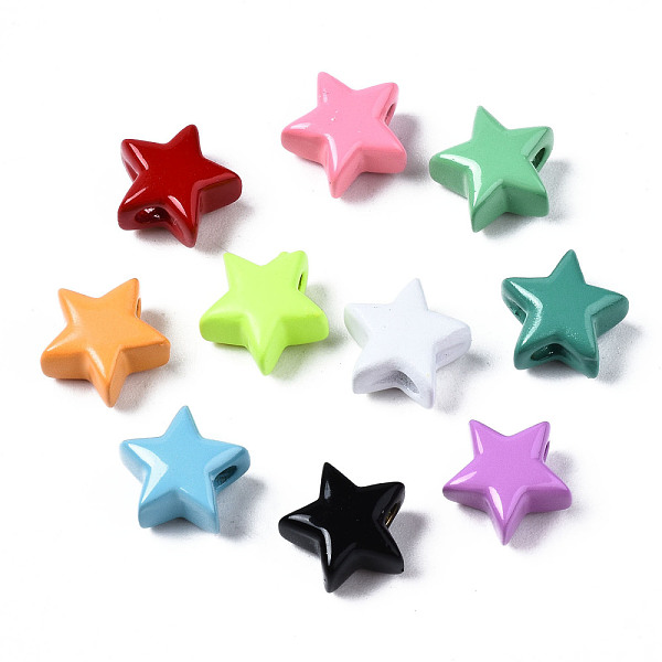 

PandaHall Spray Painted Brass Charms, Star, Mixed Color, 10x10.5x5.5mm, Hole: 2mm Brass Star Multicolor