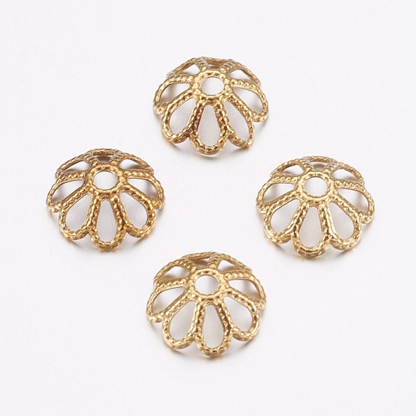 

PandaHall Brass Bead Caps, Raw(Unplated), 8x3mm, Hole: 1.4mm Brass